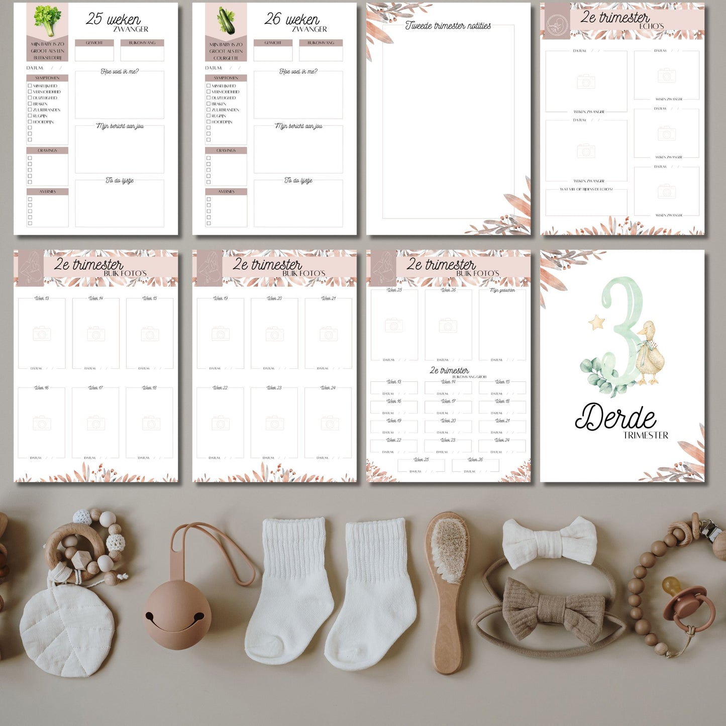 9 Maanden Zwangerschapsdagboek - Downloadbaar Archief voor Wekelijkse Herinneringen - Print & Plan