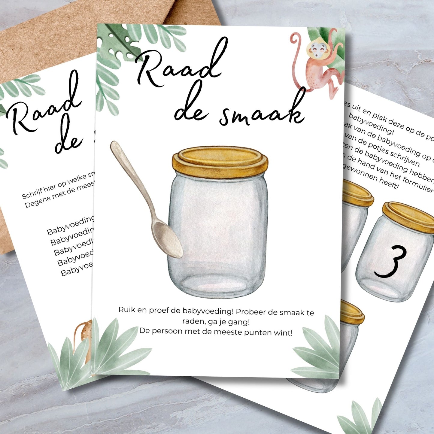 Babyshower Raad de Smaak Spel - Safari Dieren Thema - Download - Print & Plan