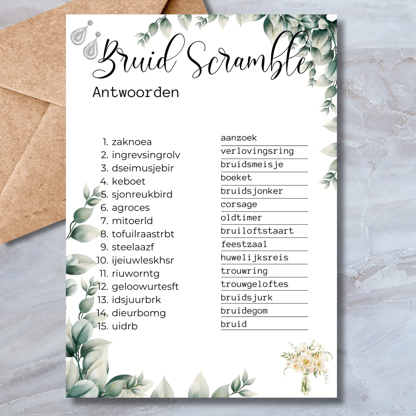 Bruiloft Spelletjes Bundel 4 spelletjes- Sage Green - Leuk voor het vrijgezellenfeest! - Digitale Download - Print & Plan